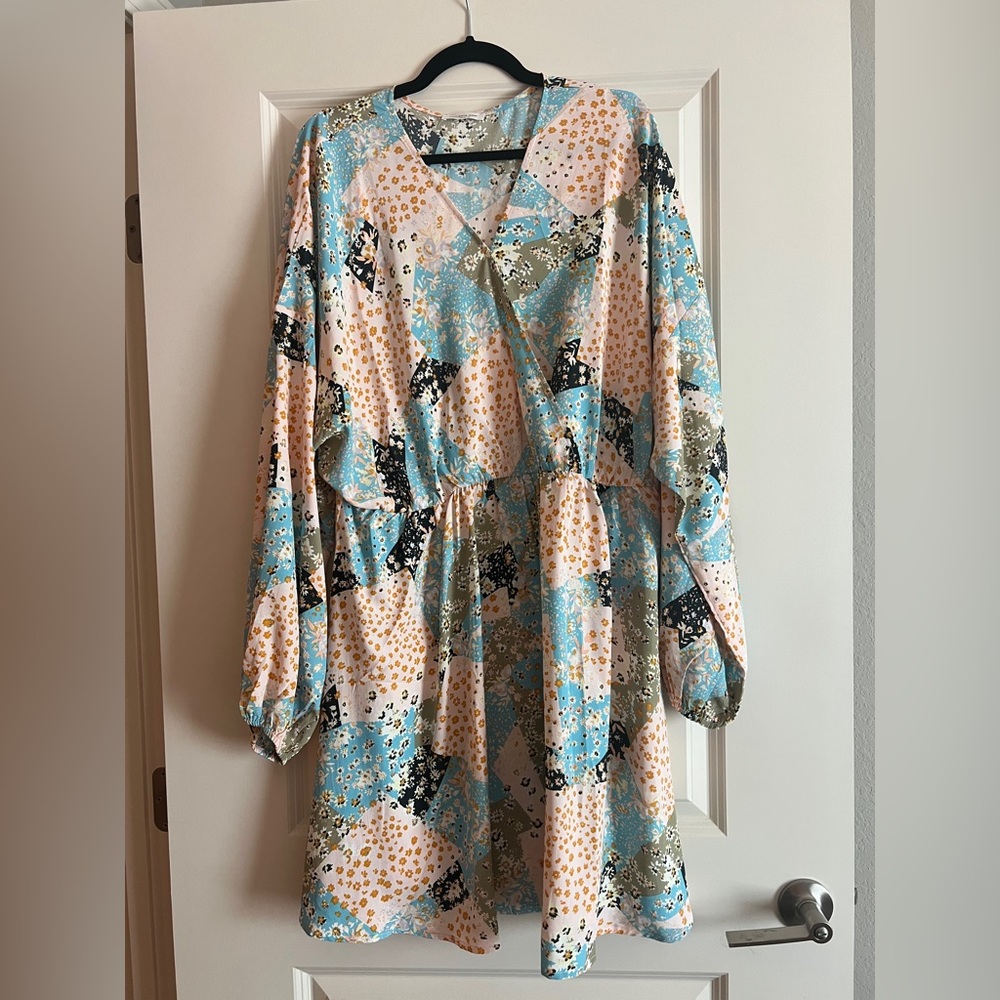 Floral Patchwork Long Sleeve Dress